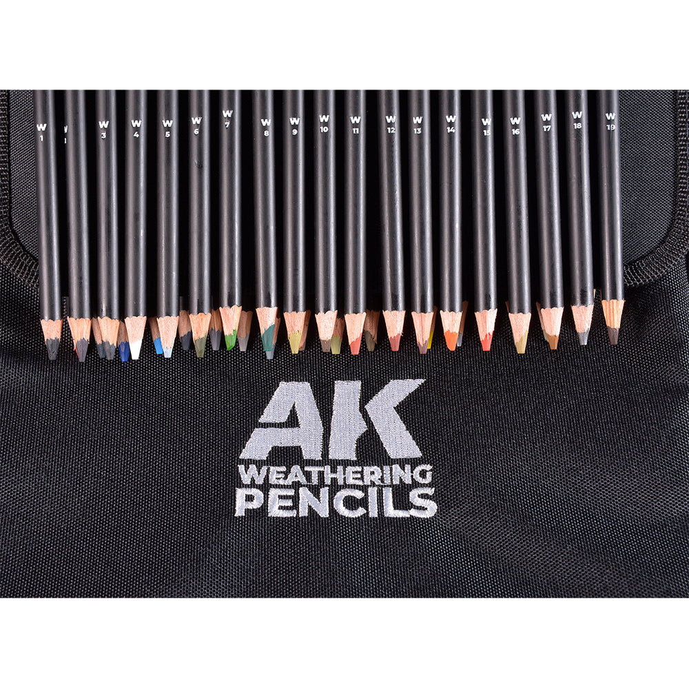 AK Interactive Weathering Pencils Full Range in Cloth Case AK10050