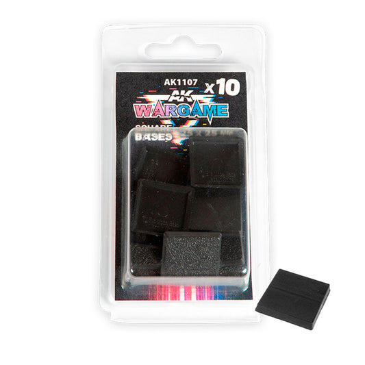 AK Interactive Plastic Wargame Miniature Bases - Square Base 25mm x10 AK1107