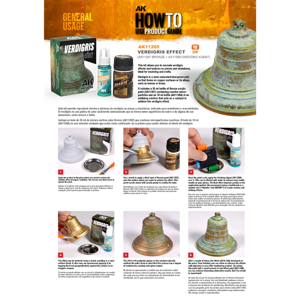 AK Interactive 11265 Verdigris Bronze/Copper/Brass Tarnish Weathering Effect Kit