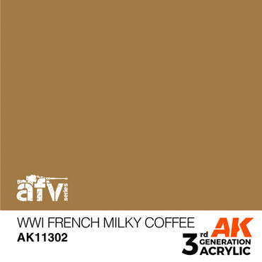 AK Interactive 11302 WWI French Milky Coffee 17ml AFV 3G Acrylic Model Paint