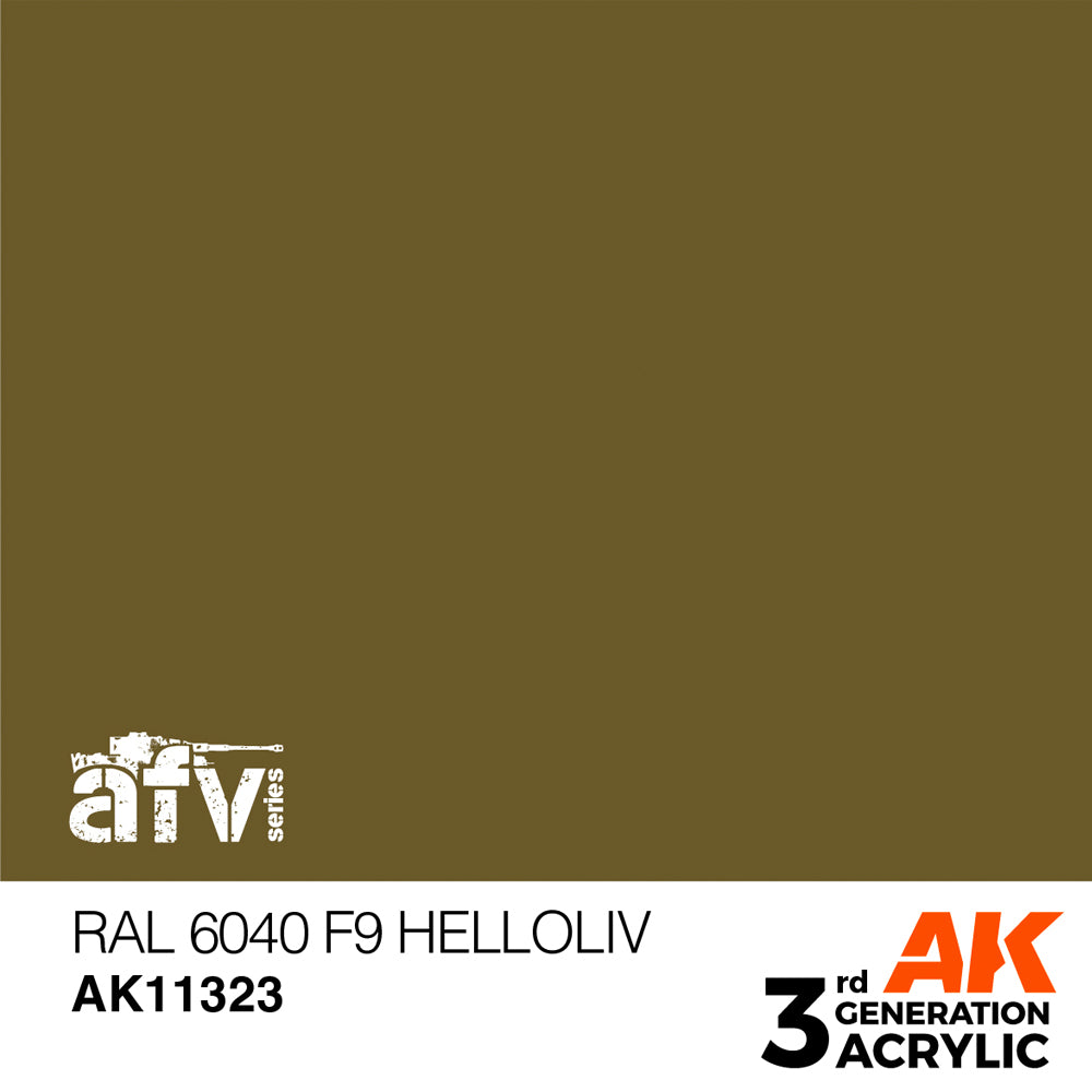 AK Interactive 11323 RAL 6040 F9 Helloliv 17ml AFV 3G Acrylic Model Paint