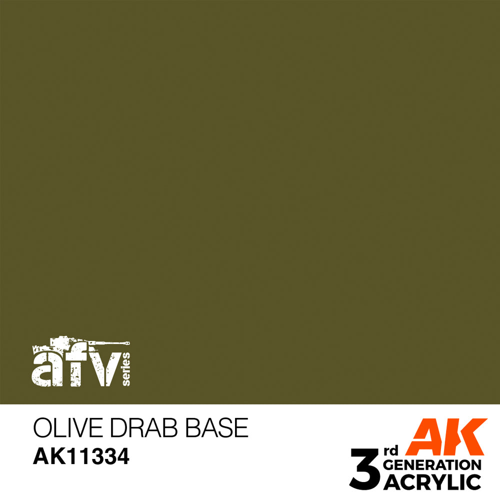 AK Interactive 11334 Olive Drab Base 17ml AFV 3G Acrylic Model Paint