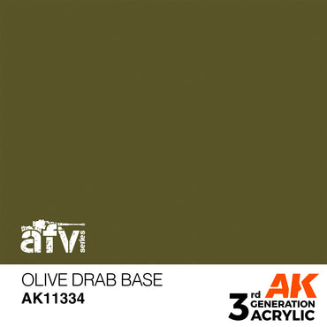 AK Interactive 11334 Olive Drab Base 17ml AFV 3G Acrylic Model Paint