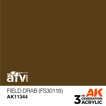 AK Interactive 11344 Field Drab (FS30118) 17ml AFV 3G Acrylic Model Paint
