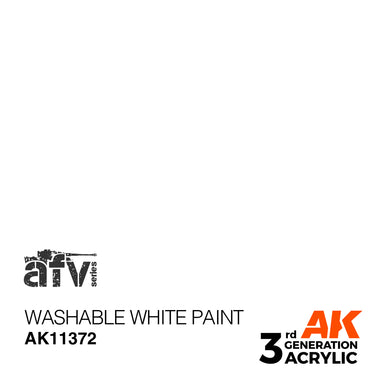 AK Interactive 11372 Washable White Paint 17ml AFV 3G Acrylic Model Paint