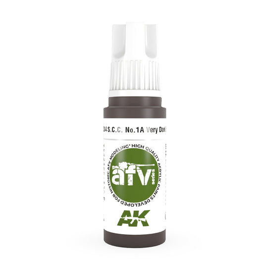 AK Interactive 11384 S.C.C. No.1A Very Dark Brown 17ml AFV 3G Acrylic Paint