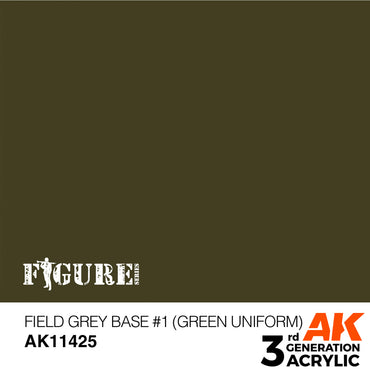 AK Interactive 11425 Field Grey Base #1 Green Uniform 17ml 3G Acrylic Model Paint