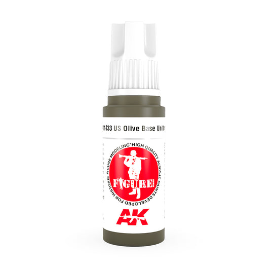 AK Interactive 11433 US Olive Base Uniform 17ml 3G Acrylic Model Paint