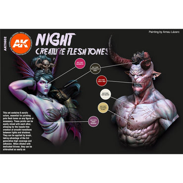 AK Interactive 11602 Night Creatures Flesh Tones Acrylic Paint Set
