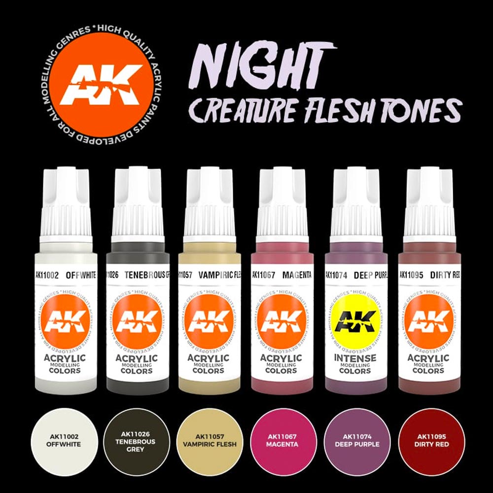 AK Interactive 11602 Night Creatures Flesh Tones Acrylic Paint Set