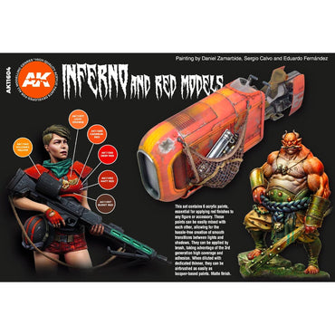 AK Interactive 11604 Inferno And Red Creatures Acrylic Paint Set