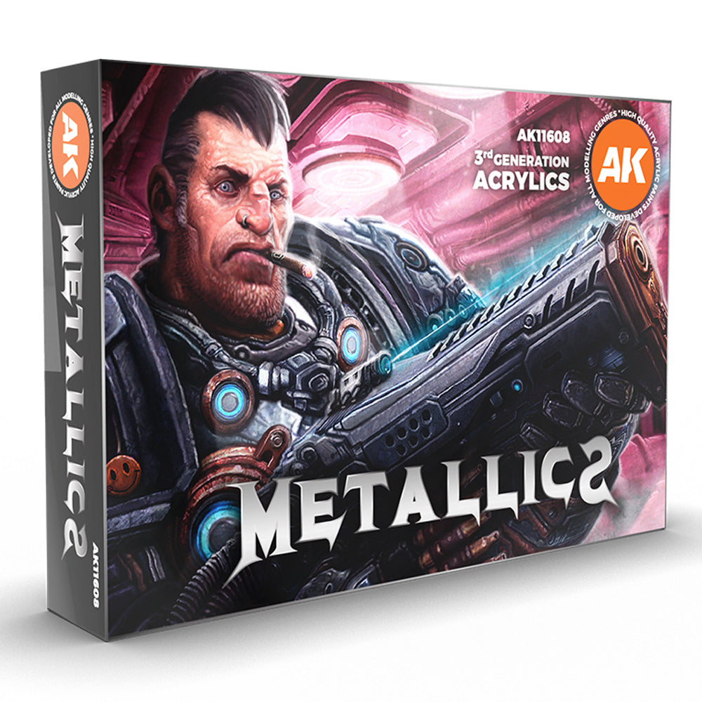 AK Interactive 11608 Metallics 3G Acrylic Paint Set