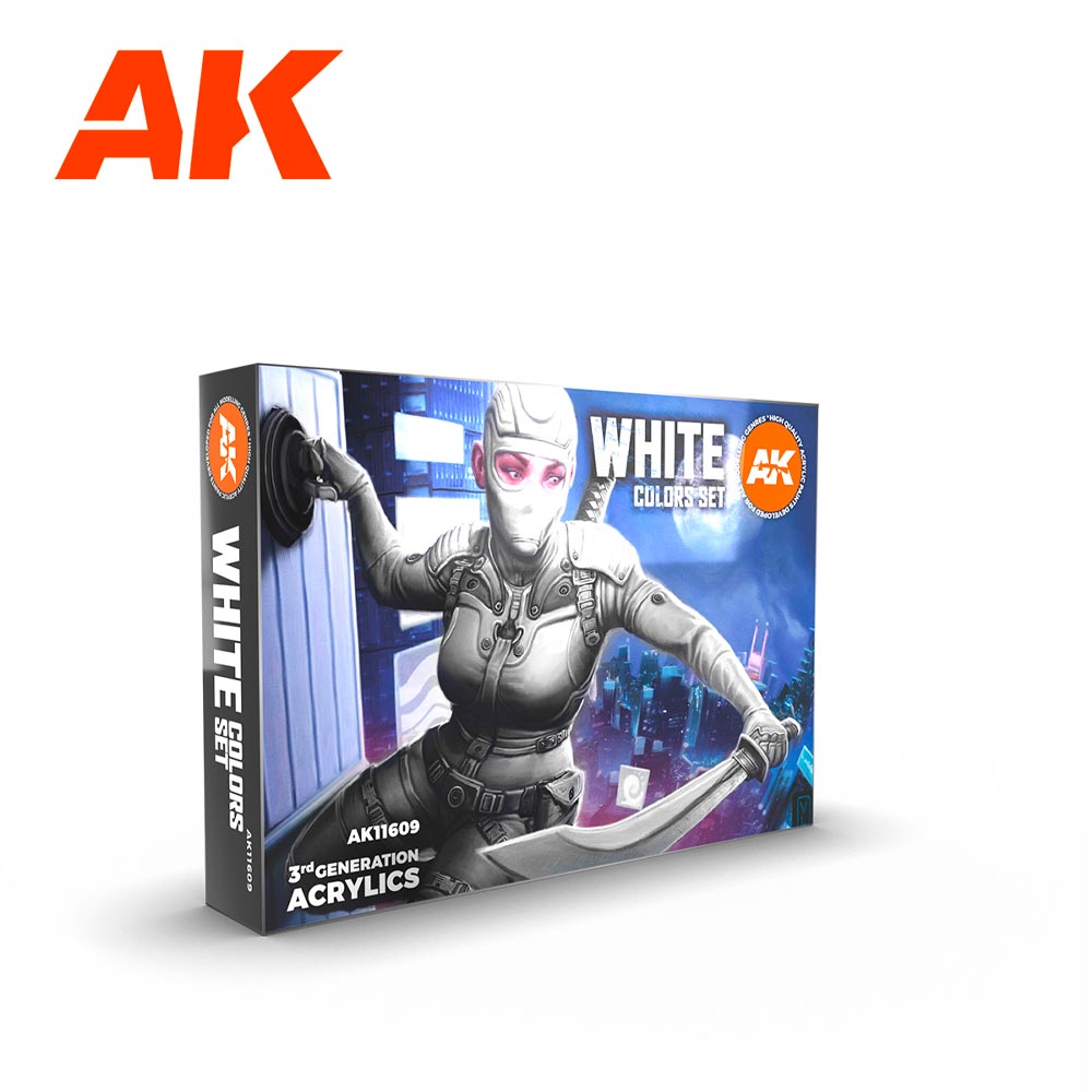 AK Interactive 11609 White Colours Acrylic Paint Set
