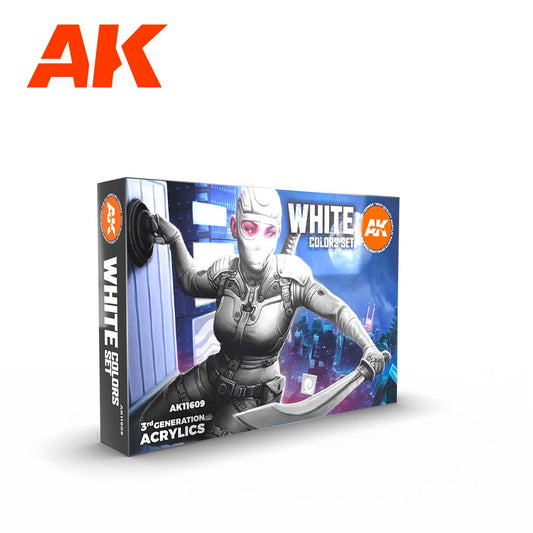AK Interactive 11609 White Colours Acrylic Paint Set