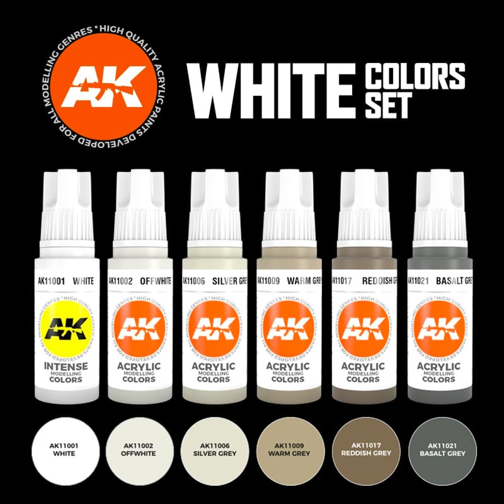AK Interactive 11609 White Colours Acrylic Paint Set