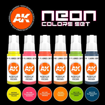 AK Interactive 11610 Neon Colours 3G Acrylic Paint Set