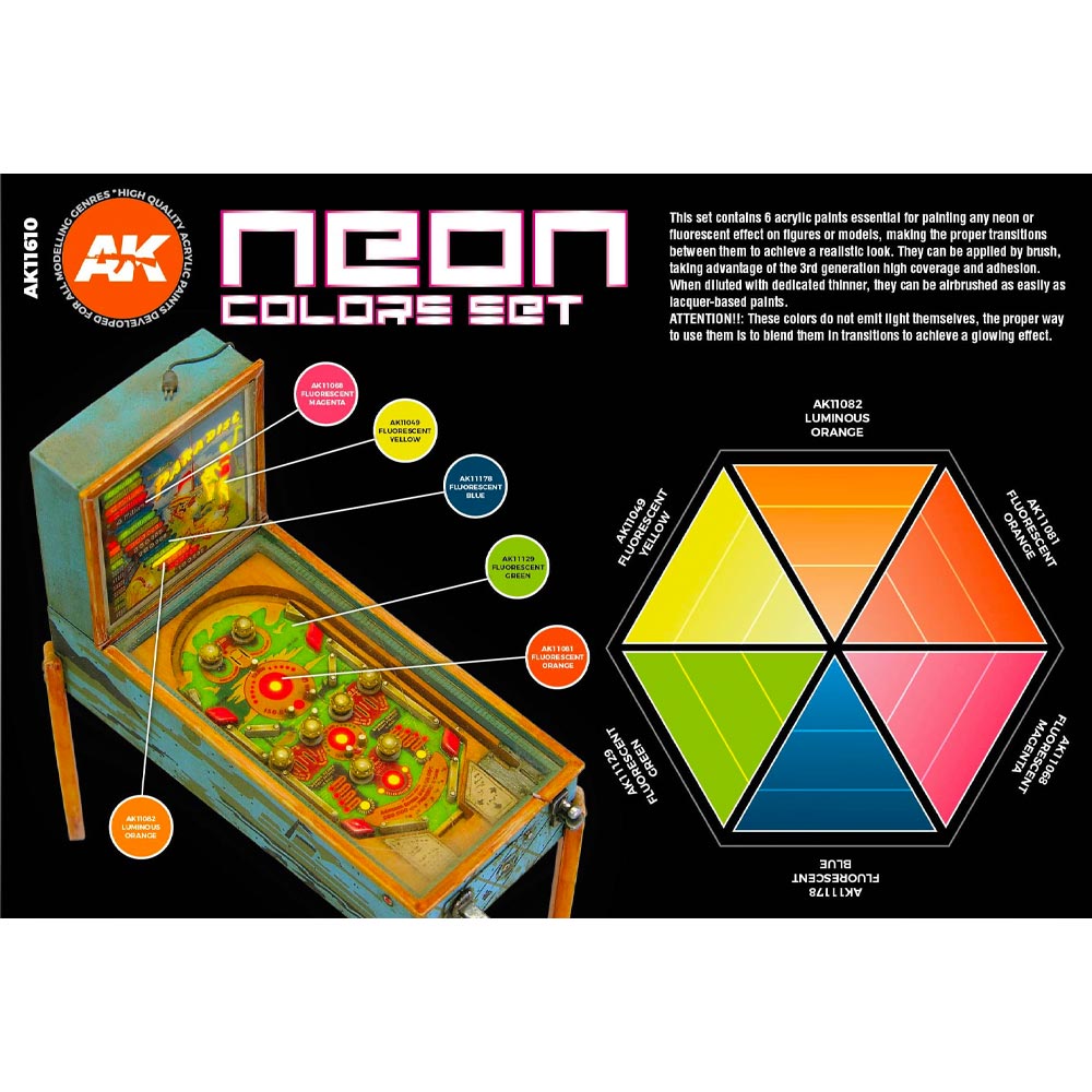AK Interactive 11610 Neon Colours 3G Acrylic Paint Set