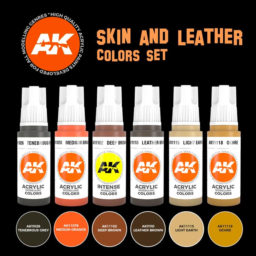 AK Interactive 11613 Skin and Leather Colours Acrylic Paint Set