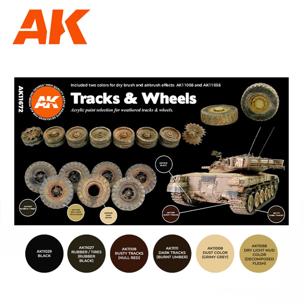 AK Interactive 11672 Tracks and Wheels 3G Acrylic Paint Set