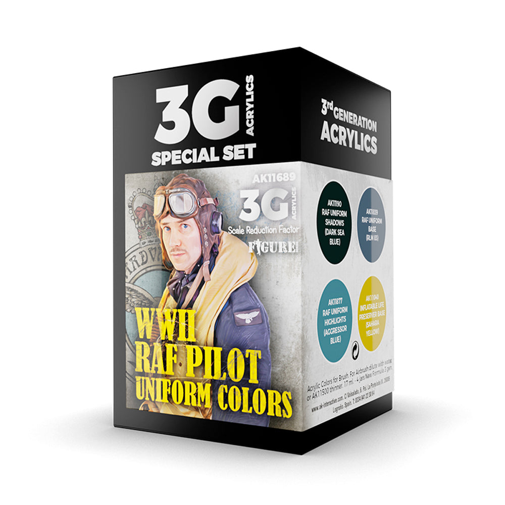 AK Interactive 11689 WWII RAF Uniform Colors 3G Acrylic Paint Set