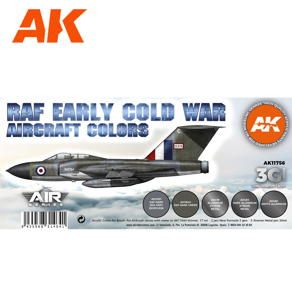 AK Interactive 11756 Early Cold War RAF Aircraft Colours 3G Acrylic Paint Set