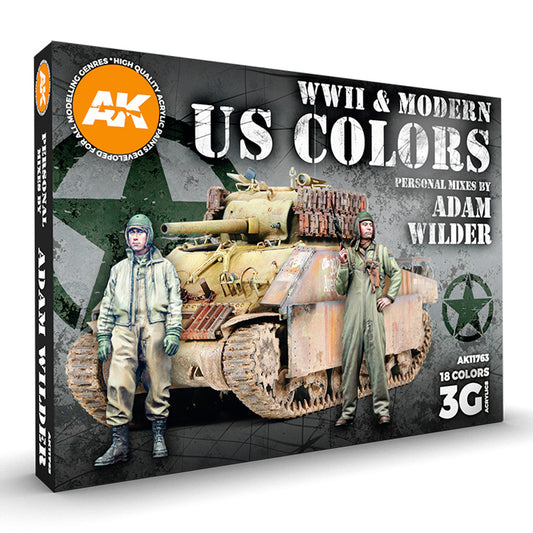AK Interactive 11763 WWII & Modern US Colours 3G Acrylic Paint Set - Adam Wilder