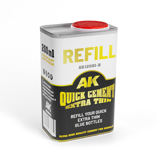 AK Interactive 12001 Extra Thin Quick Cement 200ml Refill Can