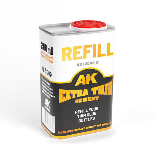 AK Interactive 12002 Extra Thin Cement 200ml Refill Can