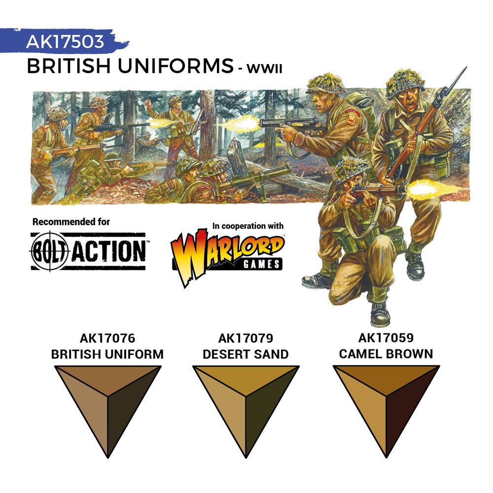AK Interactive Quick Gen 17503 British Uniforms Acrylic Paint Set