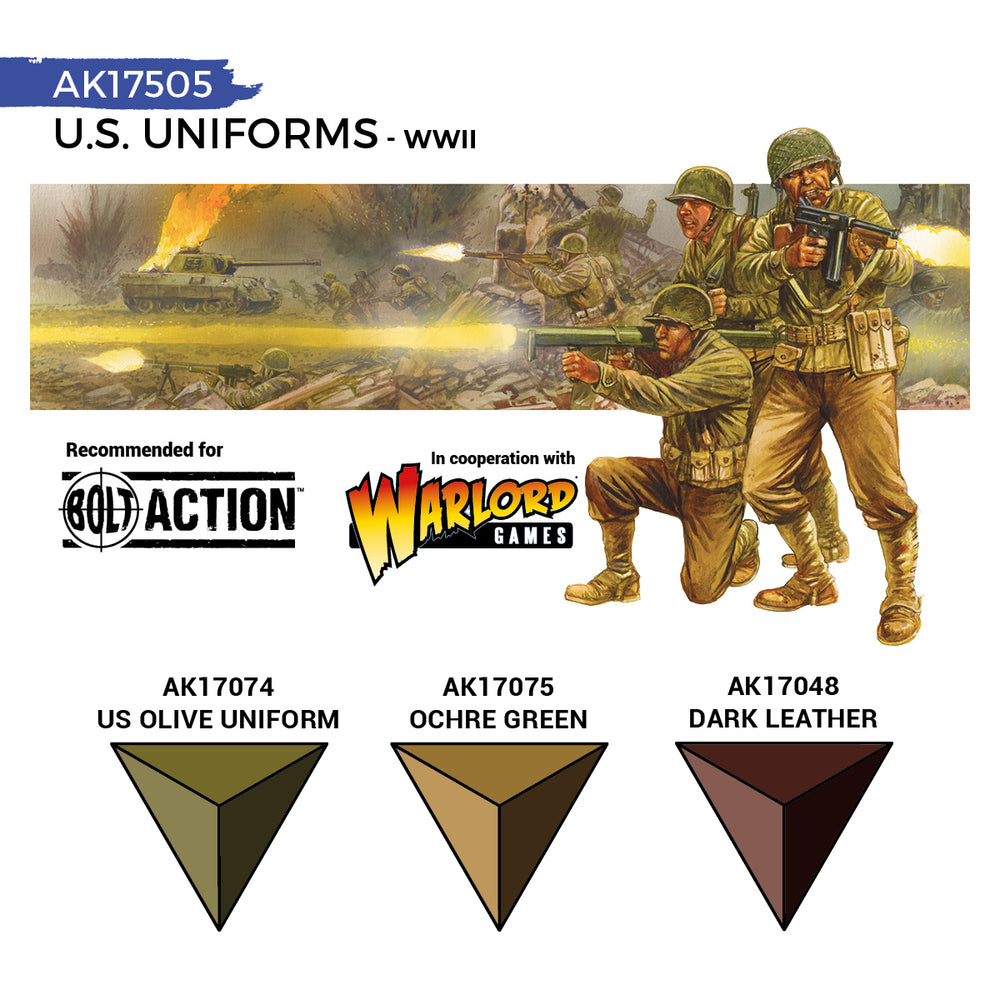 AK Interactive Quick Gen 17505 US Uniforms Acrylic Paint Set
