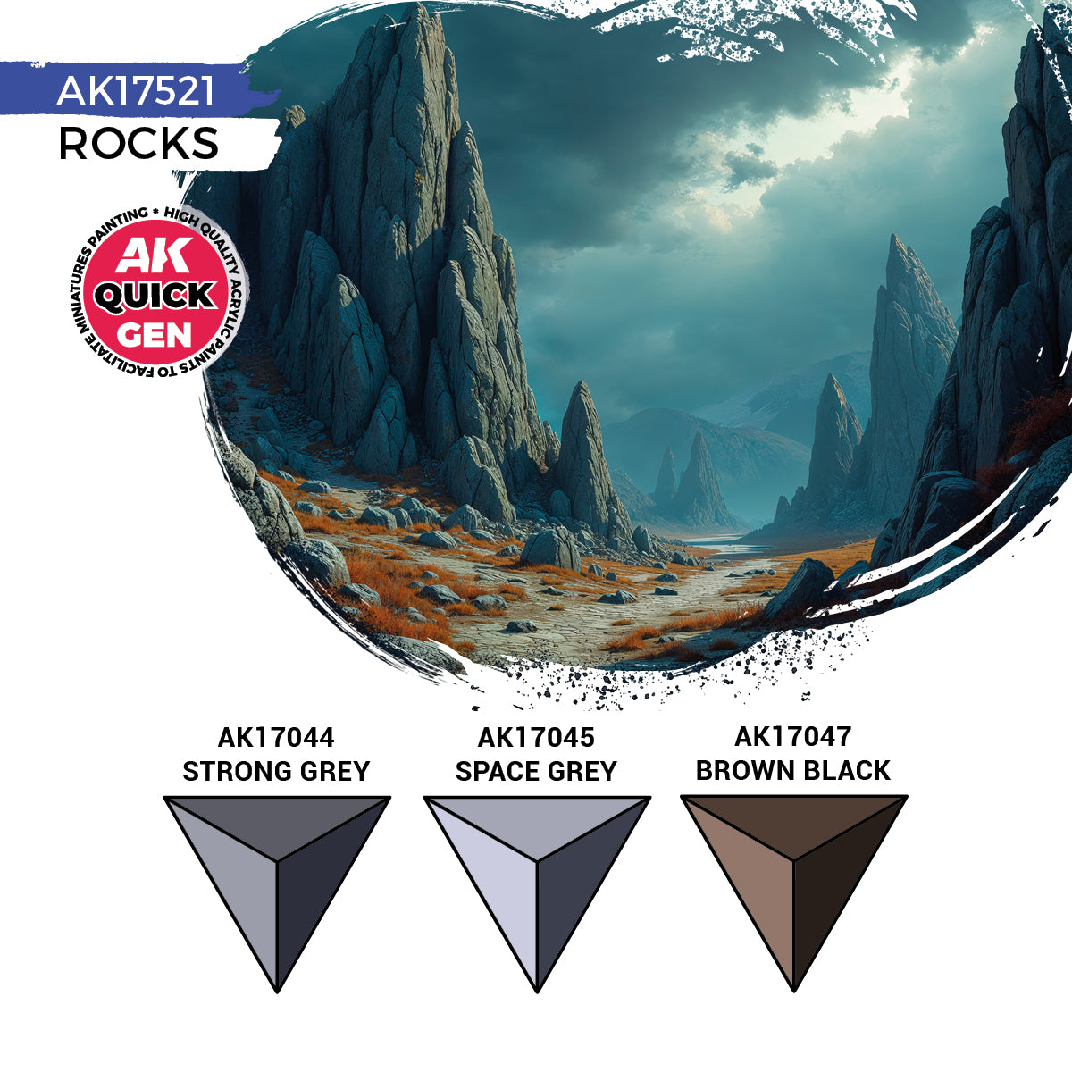 AK Interactive Quick Gen 17521 Rocks Acrylic Paint Set
