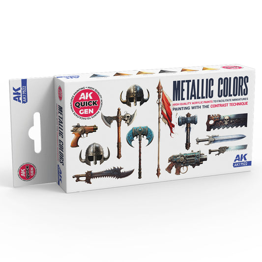 AK Interactive Quick Gen 17522 Metallics Acrylic Paint Set