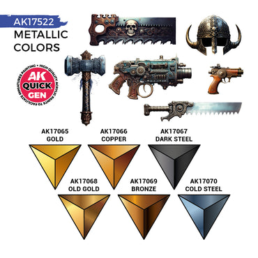 AK Interactive Quick Gen 17522 Metallics Acrylic Paint Set