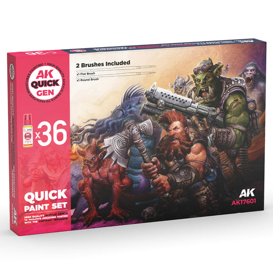 AK Interactive Quick Gen Paint Set 36 Colours Acrylic Paint 17601