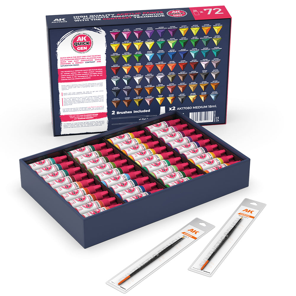 AK Interactive Quick Gen Paint Set 72 Colours Acrylic Paint 17602
