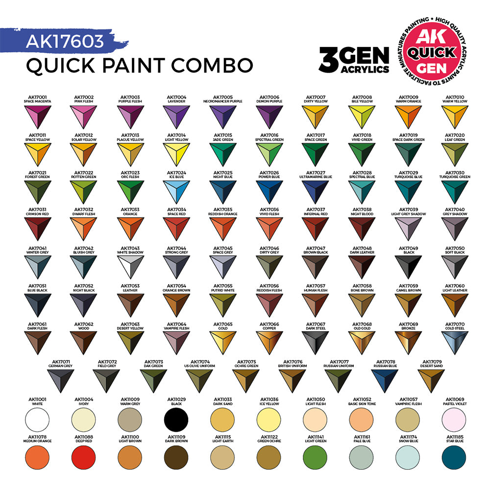 AK Interactive Quick Gen Paint Set 100 Colours Acrylic Paint Combo 17603