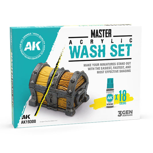 AK Interactive Master Acrylic Wash Set Full Range 18 Colours AK19300
