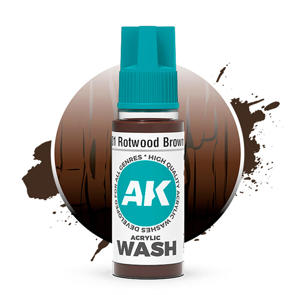 AK Interactive Rotwood Brown Wash Acrylic 18ml AK19301