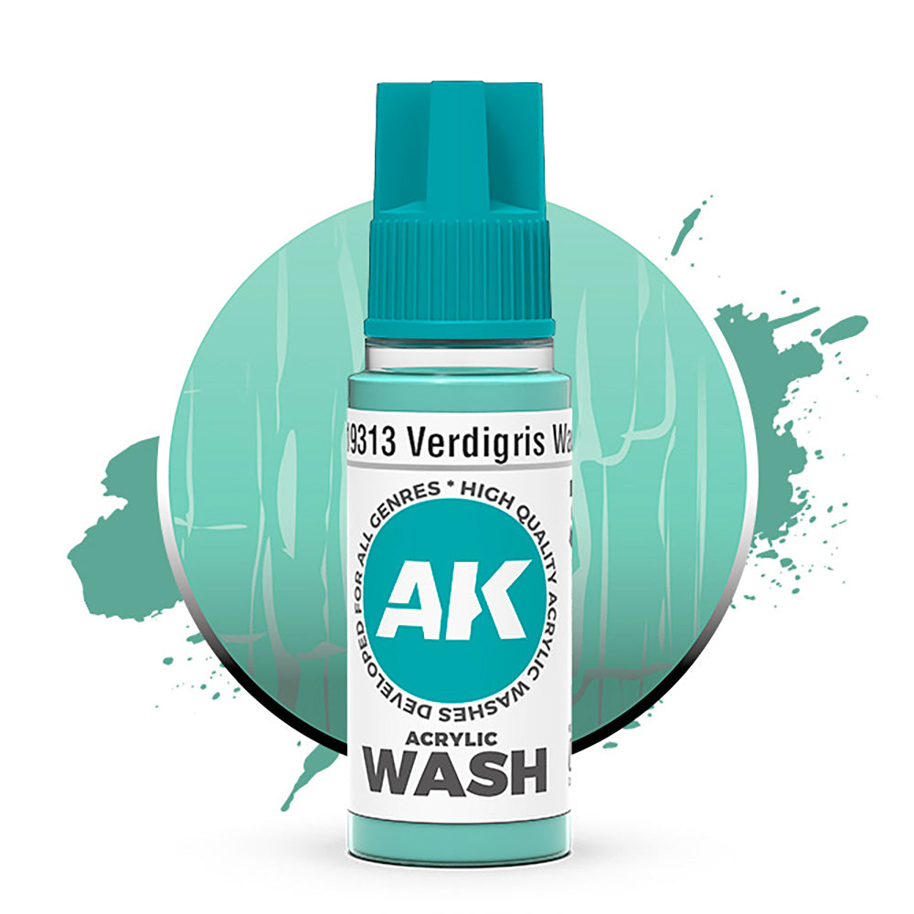 AK Interactive Verdigris Wash Acrylic 18ml AK19313