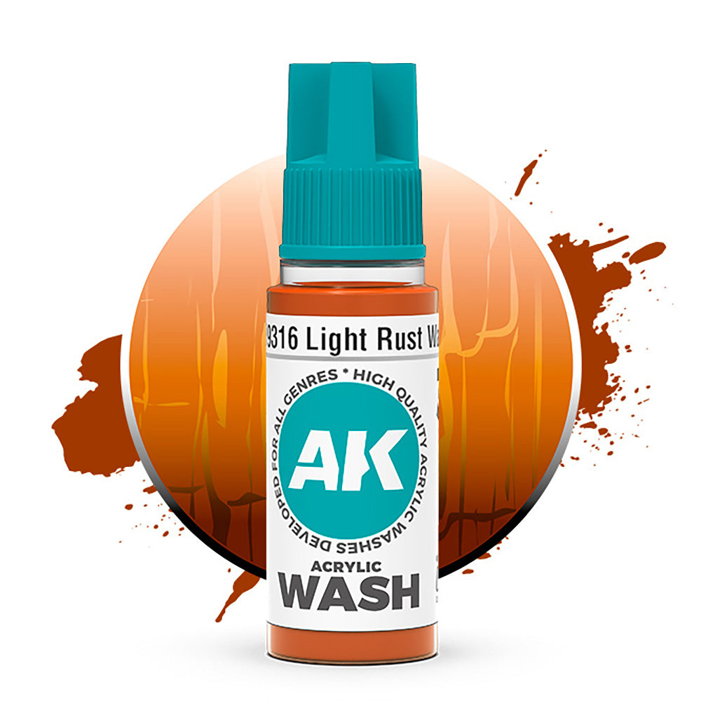 AK Interactive Light Rust Wash Acrylic 18ml AK19316