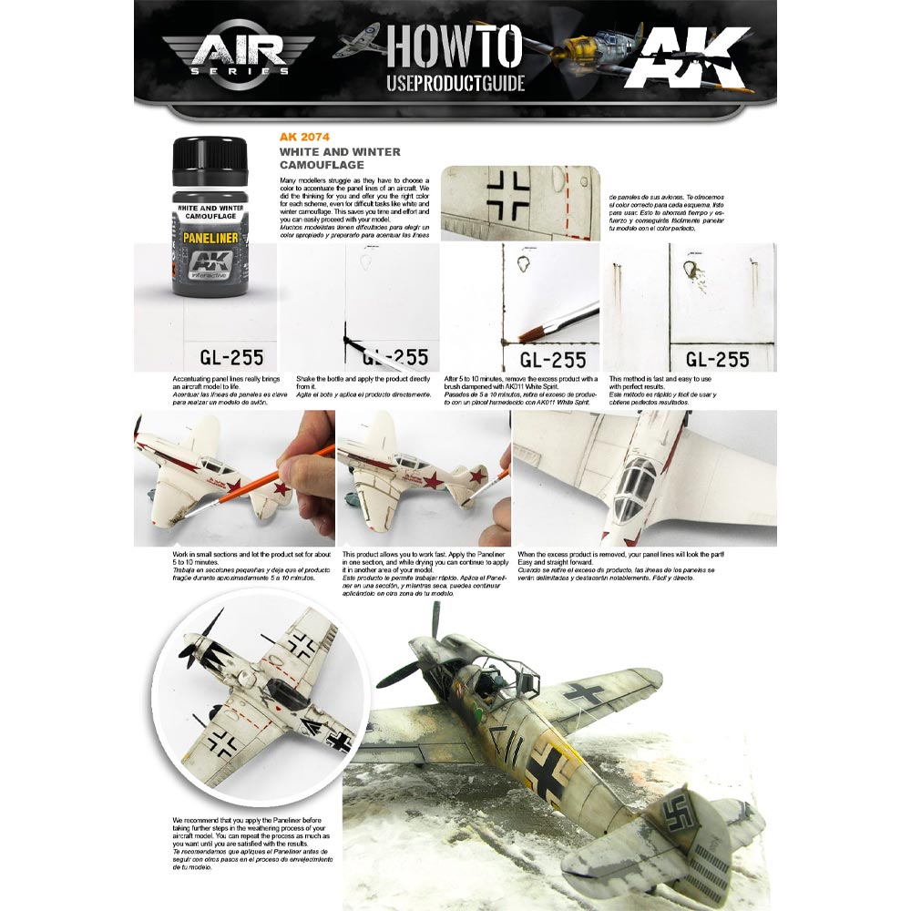 AK Interactive 2074 White/Winter Camouflage Paneliner Enamel 35ml