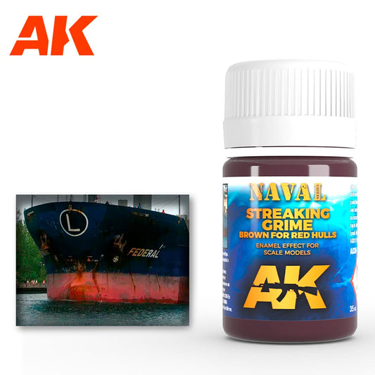 AK Interactive 304 Naval: Brown Streaking Grime Red Hulls Enamel Weathering 35ml
