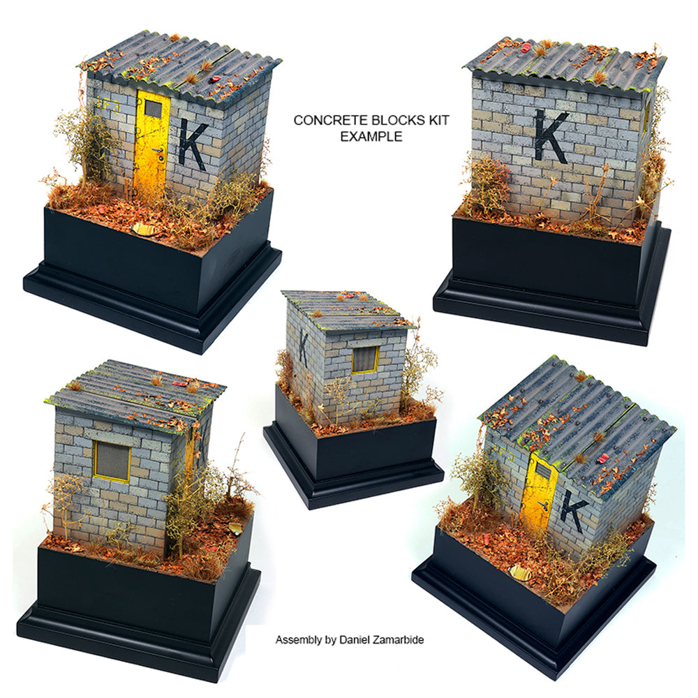 AK Interactive 35019 Concrete Blocks Kit w/Roof Plates for 1:35 Model Diorama