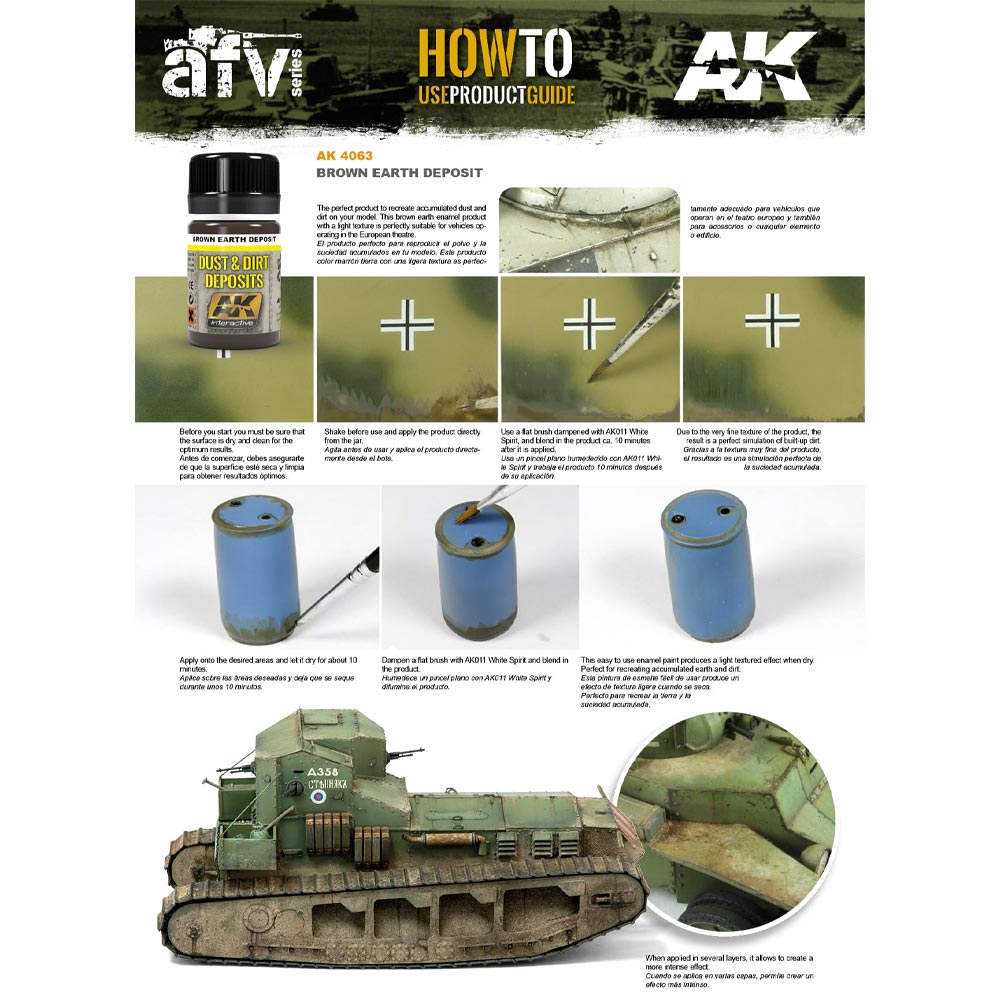 AK Interactive 4060 Dust & Dirt Deposits Weathering Set AK4061, AK4062, AK4063