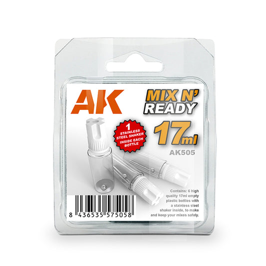 AK Interactive Mix And Ready - 17ml Bottles w/Steel Ball Shaker AK505