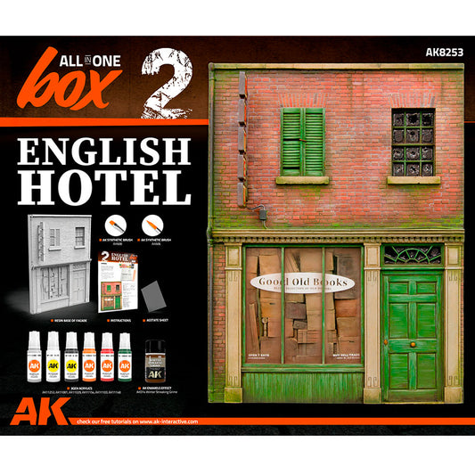 AK Interactive 8253 English Hotel Diorama Facade All-in-one Model Kit Paint Set