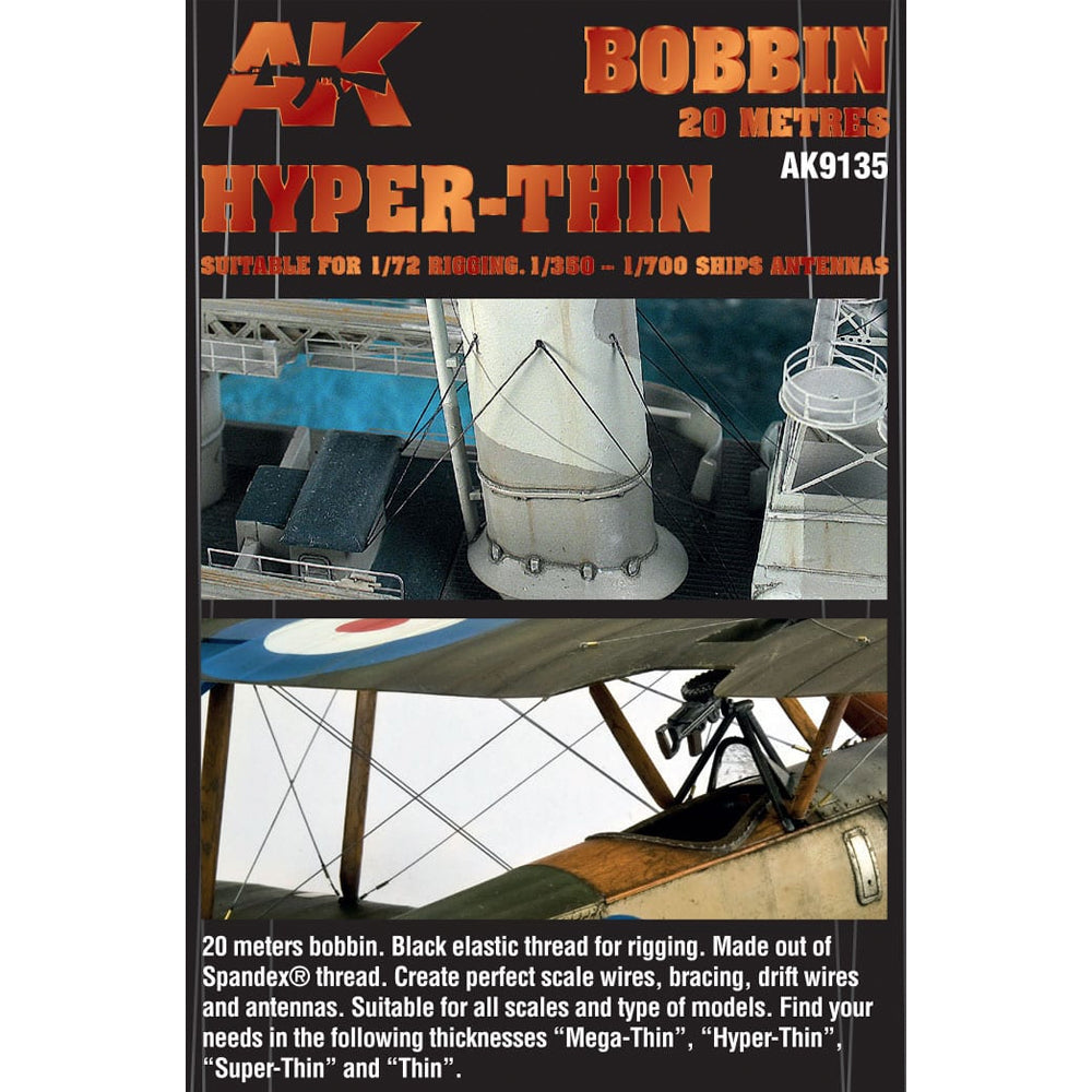 AK Interactive 9135 Elastic Rigging Hyper-Thin 65ft 1:350 Ships/1:72 Rigging