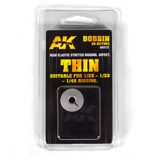 AK Interactive 9137 Elastic Rigging Thin 65ft for 1:32/1:35/1:48 Rigging
