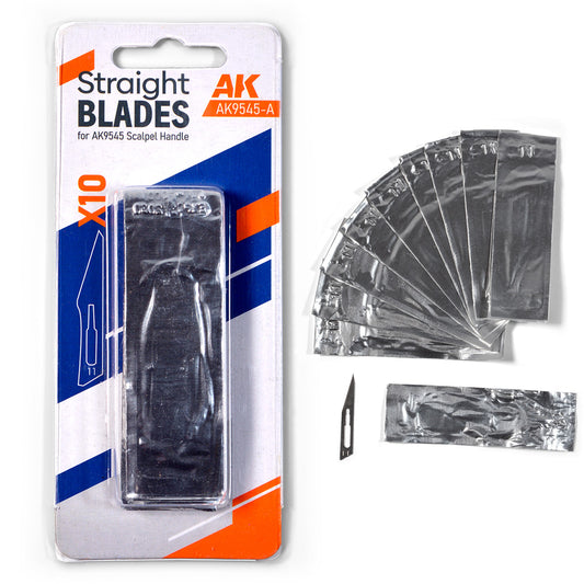 AK Interactive 9545-A Straight Blades for AK9545 Modelling Scalpel Knife 10pcs