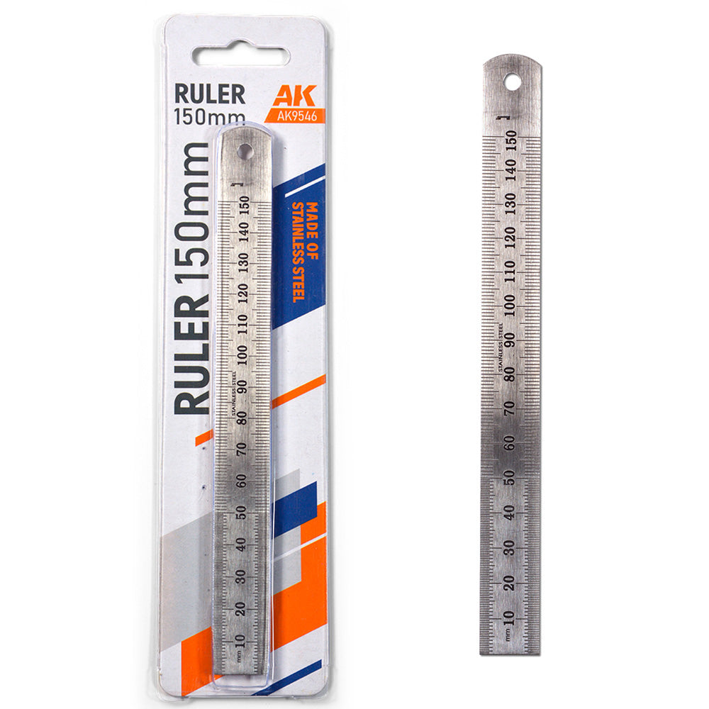AK Interactive 9546 Stainless Steel Metal Ruler - 150mm/6
